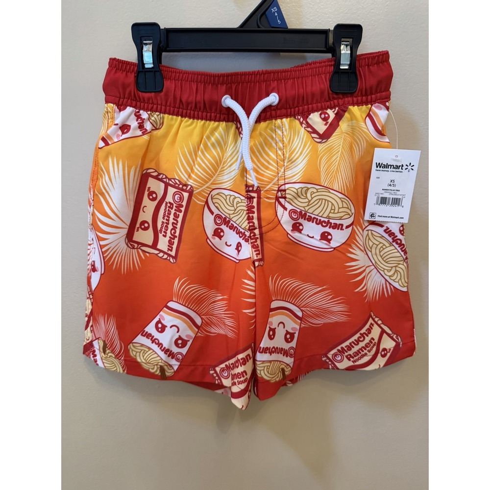Boys' Maruchan Ramen Noodle Soup Swim Trunks Size XS(4/5) NWT Swim Bottoms